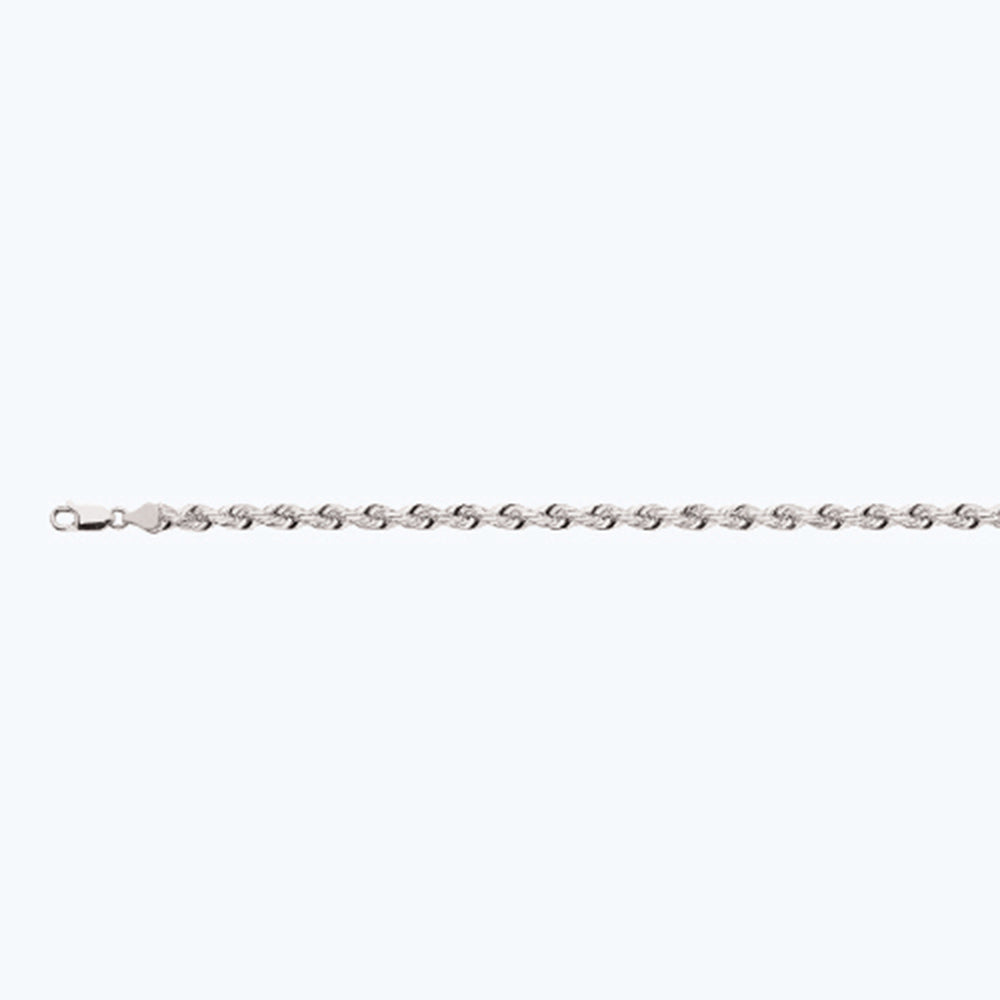 14K 6MM WHITE GOLD SOLID DC ROPE 8" CHAIN BRACELET (AVAILABLE IN LENGTHS 7" - 30")