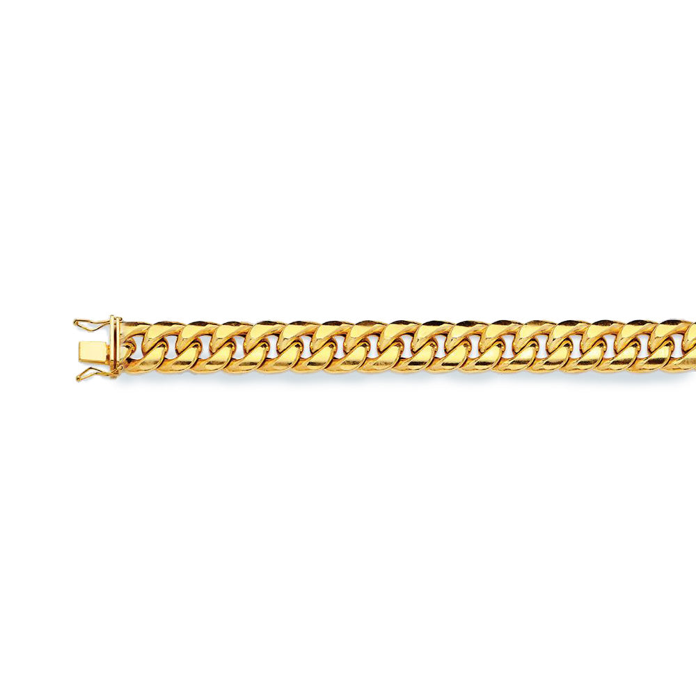 10K 11MM YELLOW GOLD HOLLOW MIAMI CUBAN 9" CHAIN BRACELET (AVAILABLE IN LENGTHS 7" - 30")