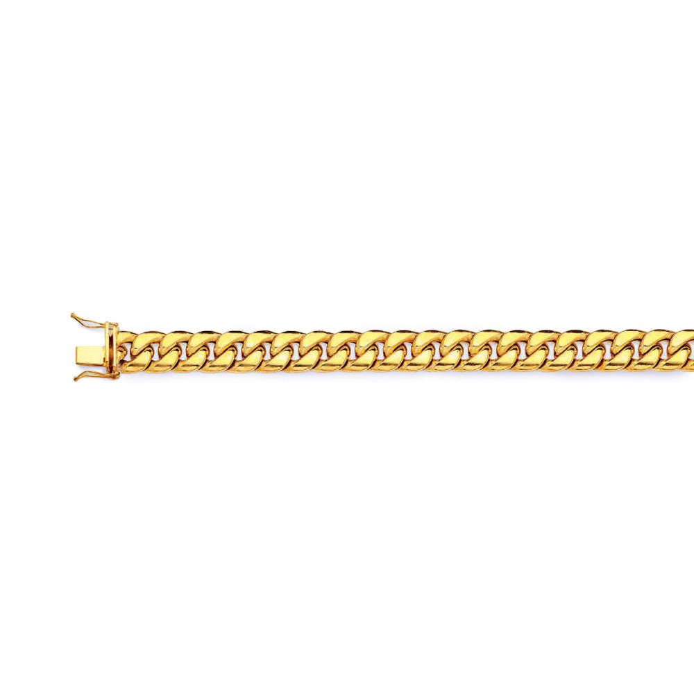 10K 9MM YELLOW GOLD HOLLOW MIAMI CUBAN 9" CHAIN BRACELET (AVAILABLE IN LENGTHS 7" - 30")