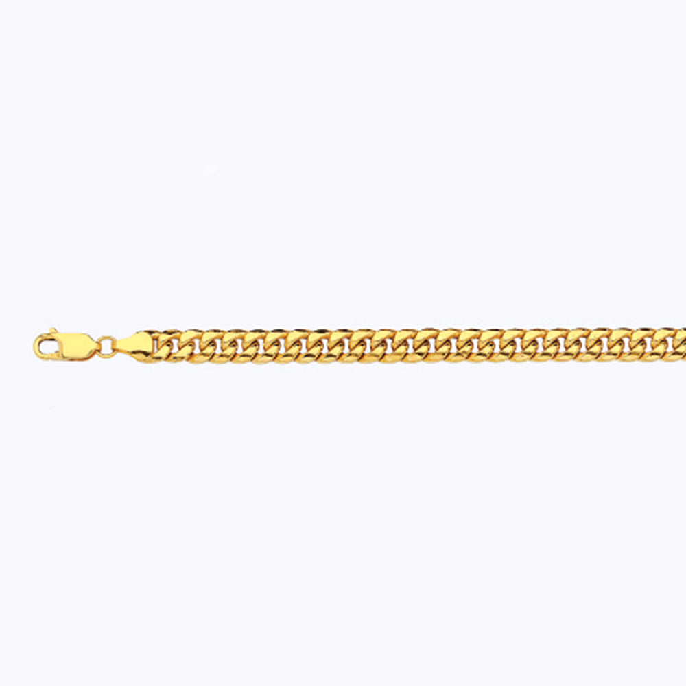 14K 7MM YELLOW GOLD HOLLOW MIAMI CUBAN 8" CHAIN BRACELET (AVAILABLE IN LENGTHS 7" - 30")