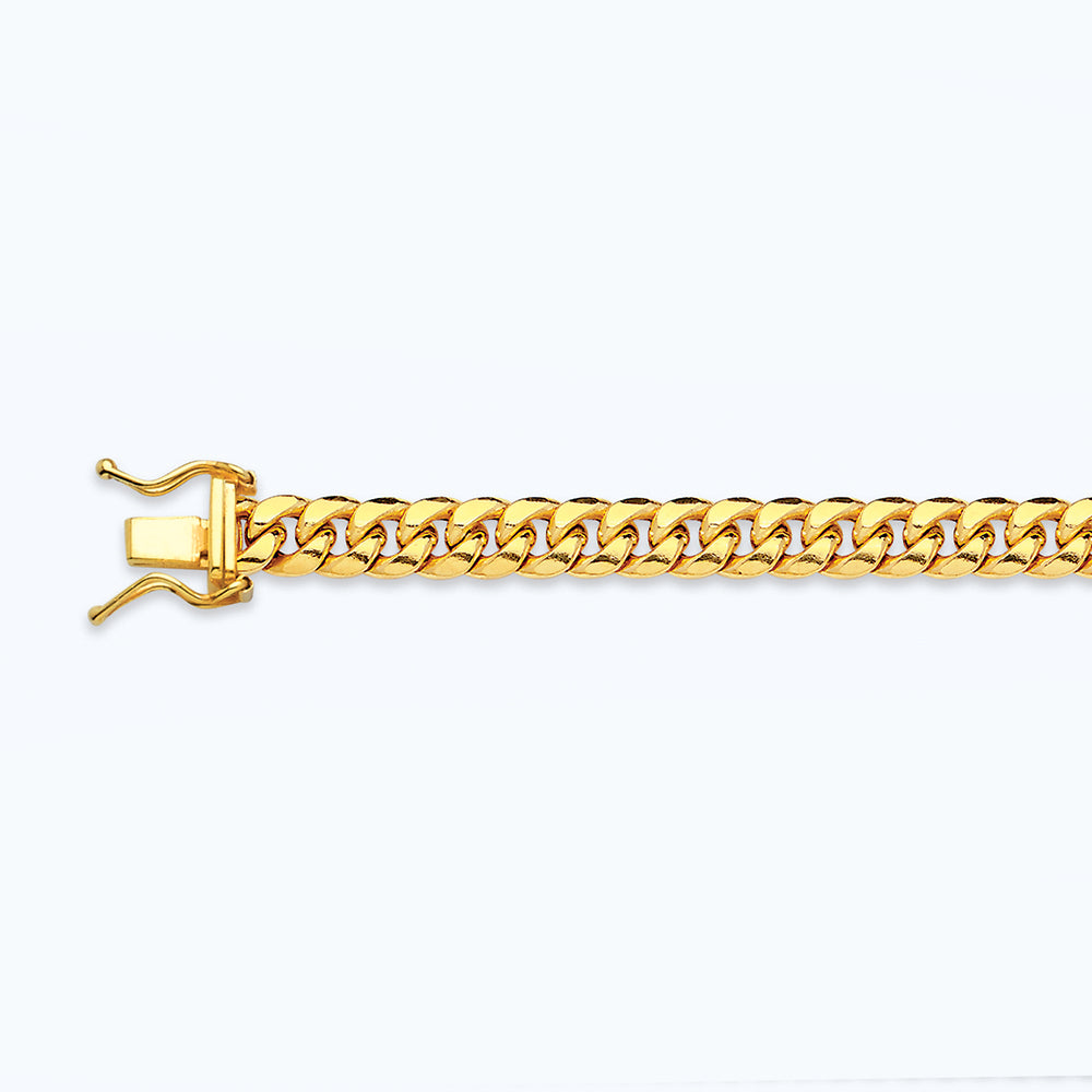 10K 5.5MM YELLOW GOLD HOLLOW MIAMI CUBAN 8" CHAIN BRACELET (AVAILABLE IN LENGTHS 7" - 30")