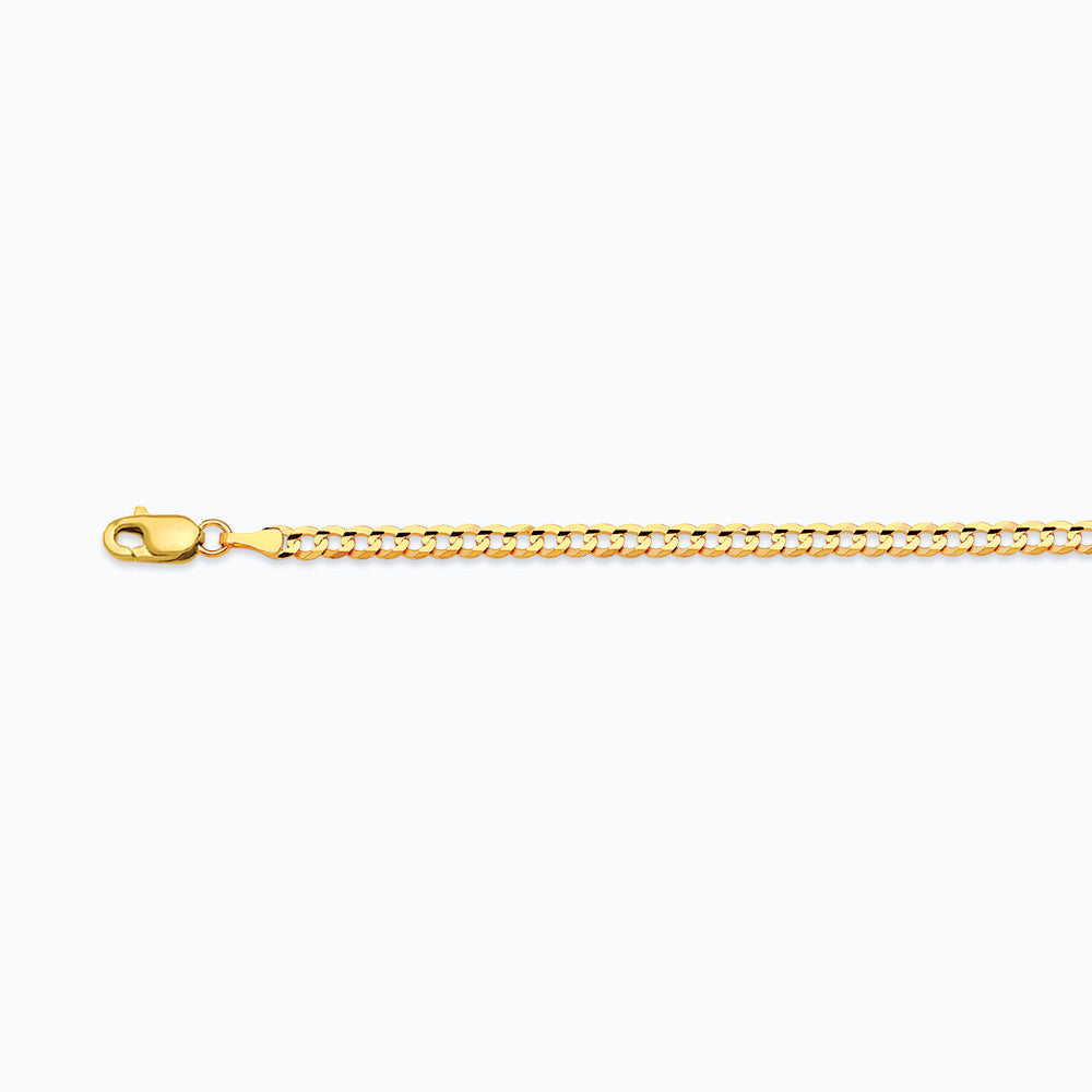 14K 2.5MM YELLOW GOLD SOLID CURB 9" CHAIN BRACELET (AVAILABLE IN LENGTHS 7" - 30")