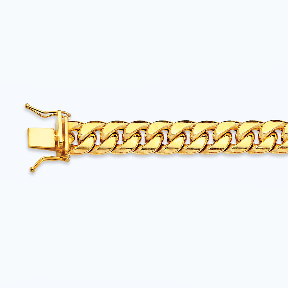 10K 8.5MM YELLOW GOLD HOLLOW MIAMI CUBAN 8" CHAIN BRACELET (AVAILABLE IN LENGTHS 7" - 30")