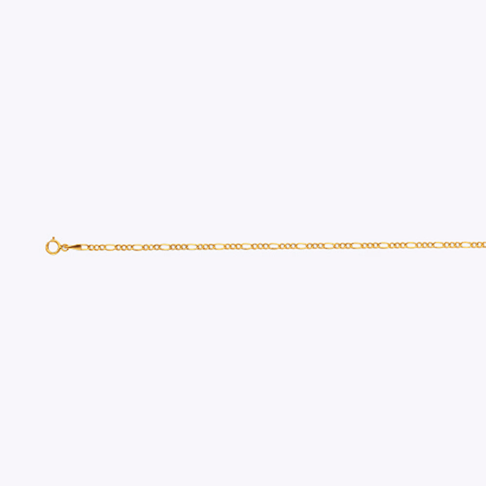 14K 2MM YELLOW GOLD HOLLOW FIGARO 8" CHAIN BRACELET (AVAILABLE IN LENGTHS 7" - 30")