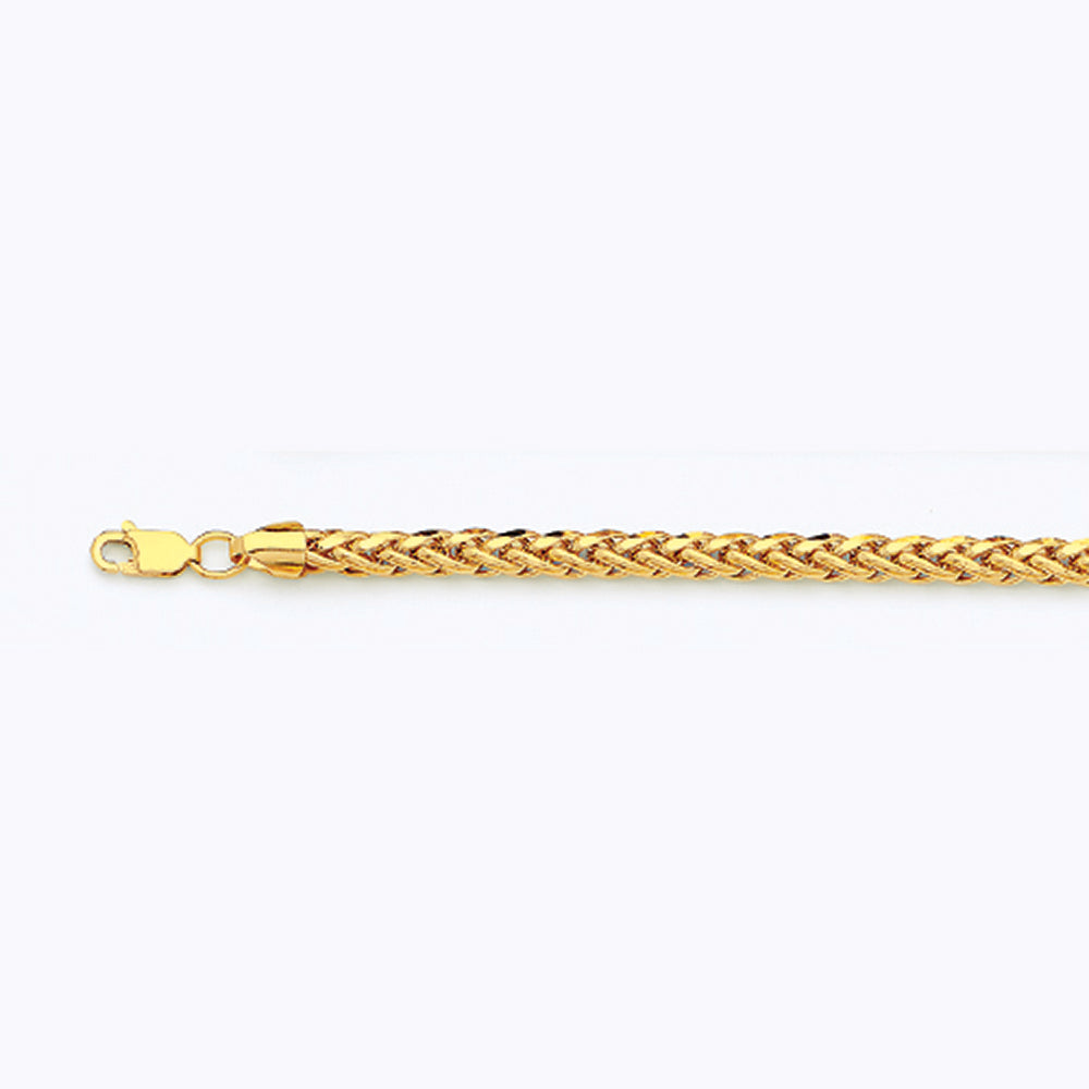 14K 4MM YELLOW GOLD PALM 7" CHAIN BRACELET (AVAILABLE IN LENGTHS 7" - 30")