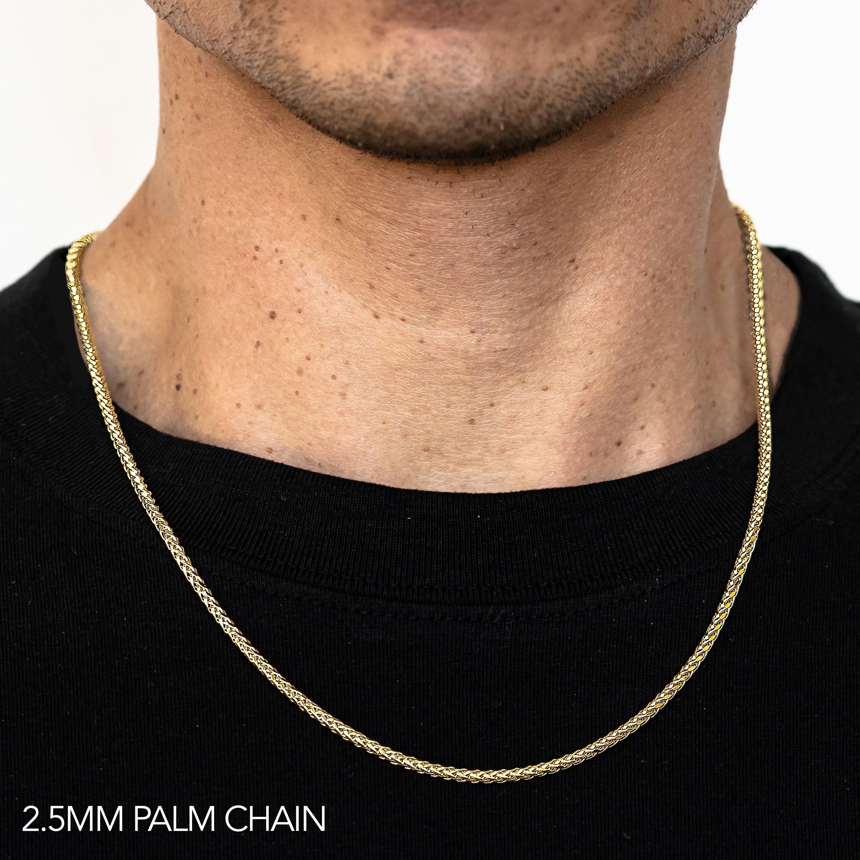 10K 2.5MM YELLOW GOLD PALM 16" CHAIN NECKLACE (AVAILABLE IN LENGTHS 7" - 30")