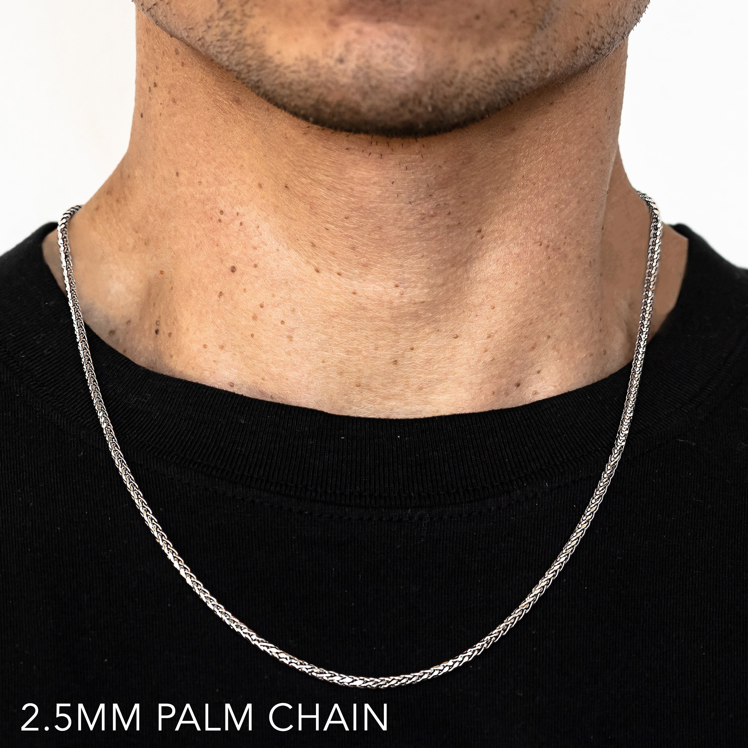 10K 2.5MM WHITE GOLD PALM 20" CHAIN NECKLACE (AVAILABLE IN LENGTHS 7" - 30")