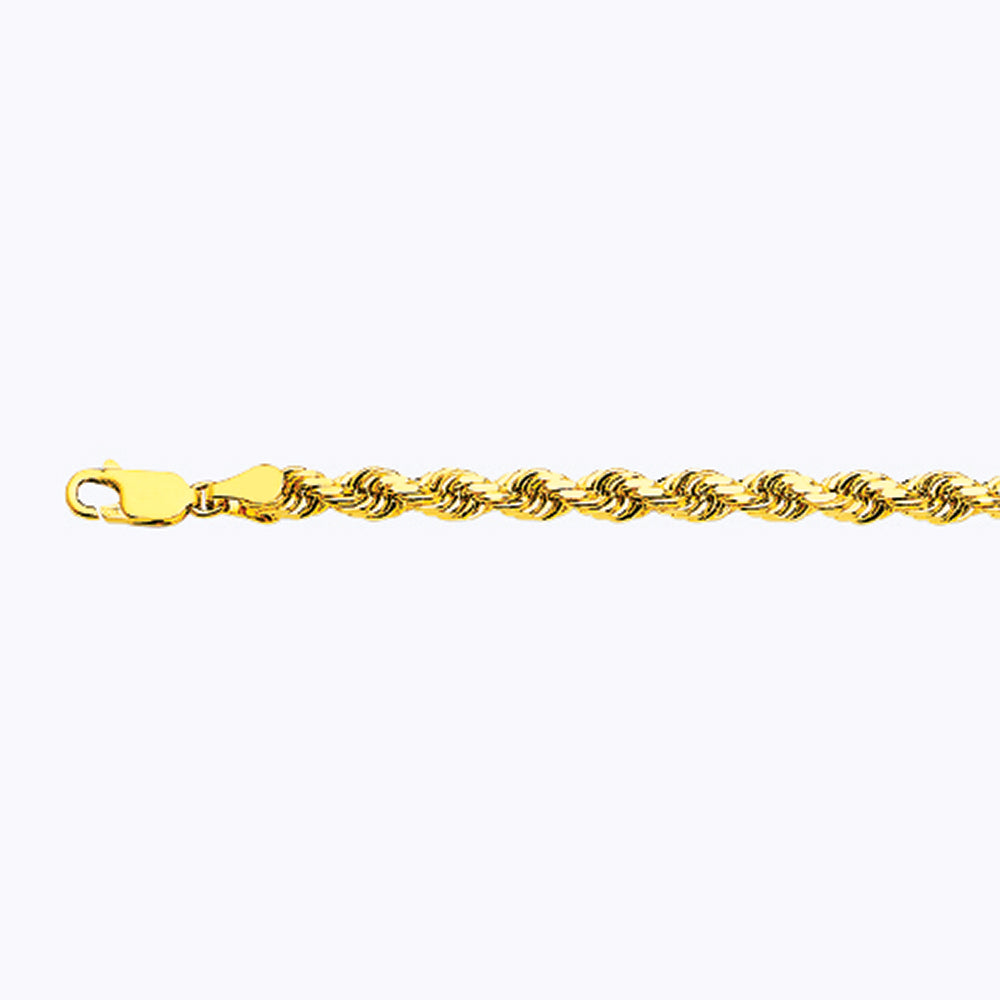 18K 5MM YELLOW GOLD SOLID DC ROPE 7" CHAIN BRACELET (AVAILABLE IN LENGTHS 7" - 30")