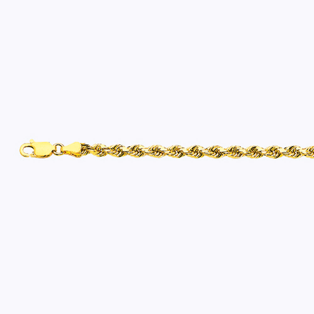 14K 3.5MM YELLOW GOLD SOLID DC ROPE 7" CHAIN BRACELET (AVAILABLE IN LENGTHS 7" - 30")