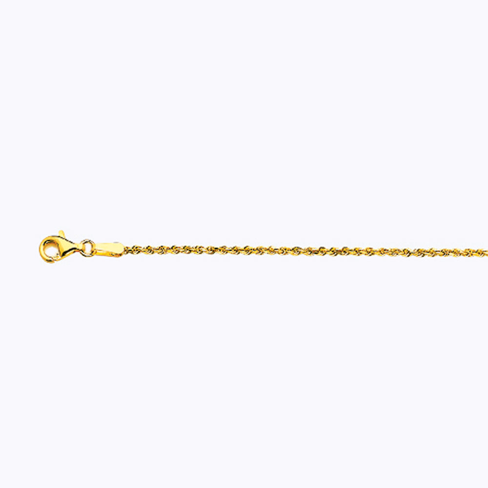 14K 1.5MM YELLOW GOLD SOLID DC ROPE 8" CHAIN BRACELET (AVAILABLE IN LENGTHS 7" - 30")