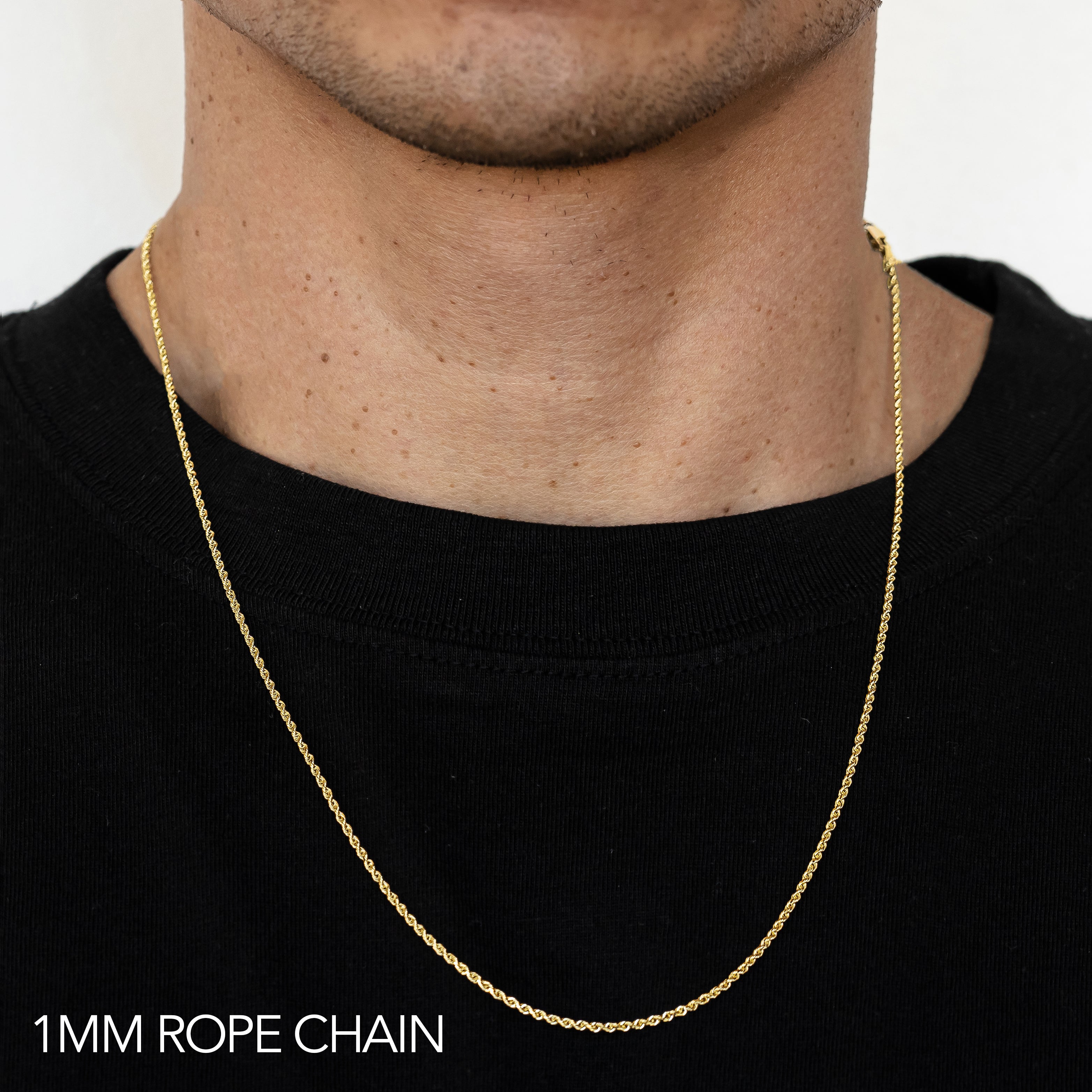 10K 1MM YELLOW GOLD SOLID DC ROPE 28" CHAIN NECKLACE (AVAILABLE IN LENGTHS 7" - 30")