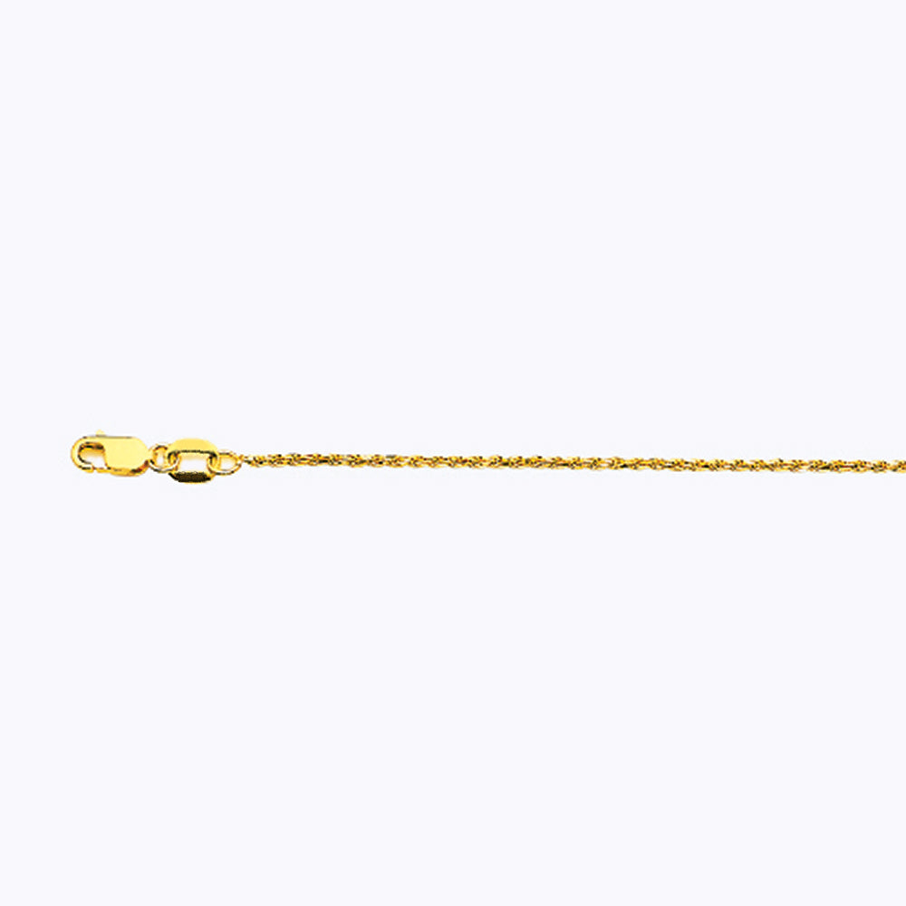 10K 1MM YELLOW GOLD SOLID DC ROPE 24" CHAIN NECKLACE (AVAILABLE IN LENGTHS 7" - 30")