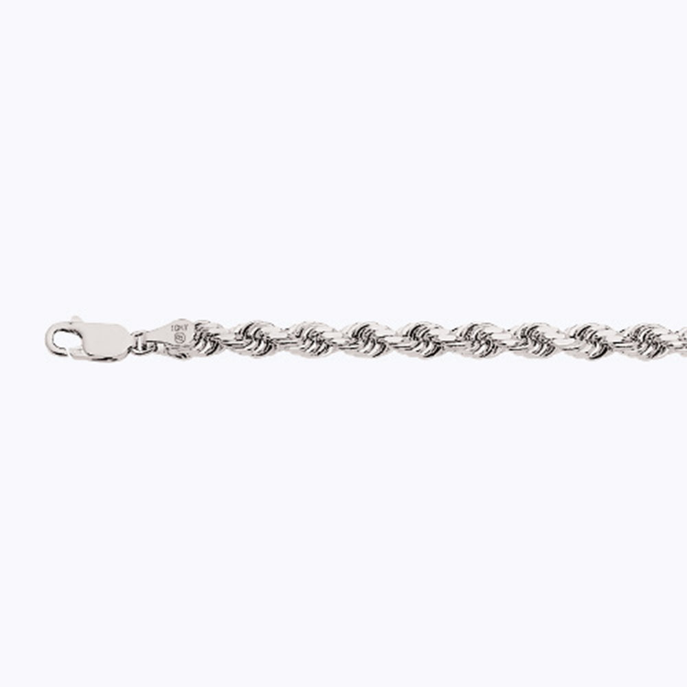 14K 5MM WHITE GOLD SOLID DC ROPE 7" CHAIN BRACELET (AVAILABLE IN LENGTHS 7" - 30")