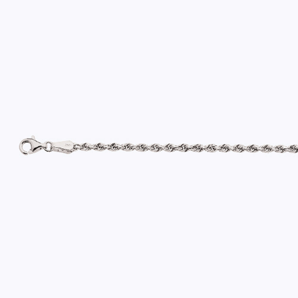 10K 2.5MM WHITE GOLD SOLID DC ROPE 26" CHAIN NECKLACE (AVAILABLE IN LENGTHS 7" - 30")