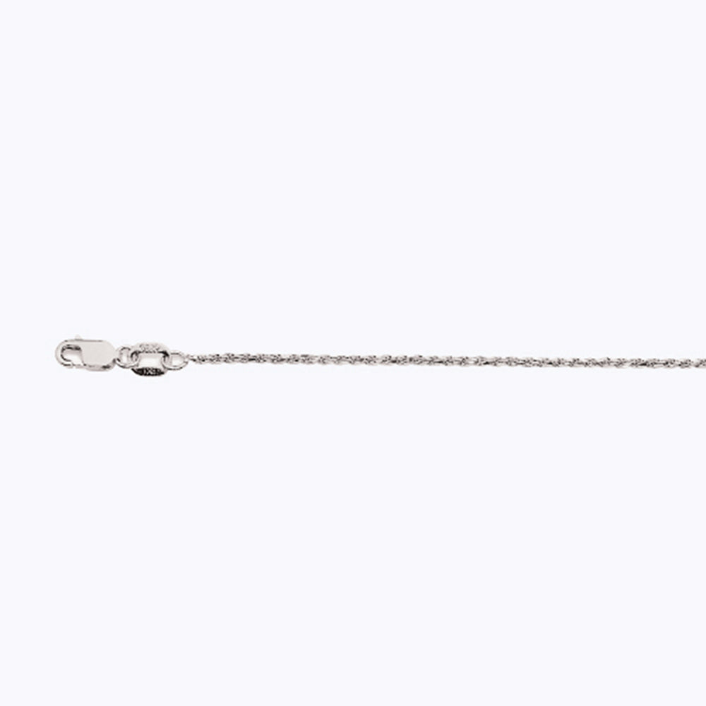 14K 1MM WHITE GOLD SOLID DC ROPE 8" CHAIN BRACELET (AVAILABLE IN LENGTHS 7" - 30")