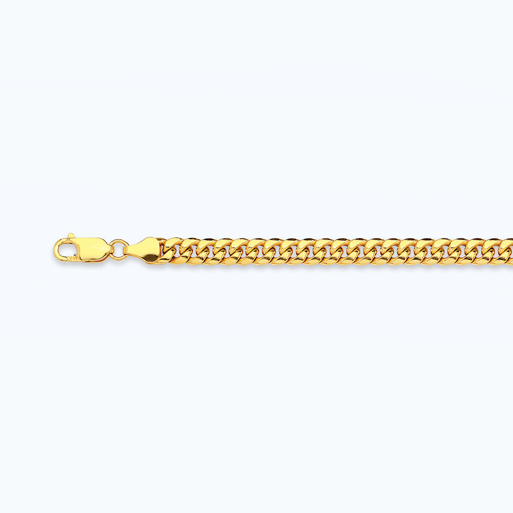 14K 3.75MM YELLOW GOLD HOLLOW MIAMI CUBAN 9" CHAIN BRACELET (AVAILABLE IN LENGTHS 7" - 30")