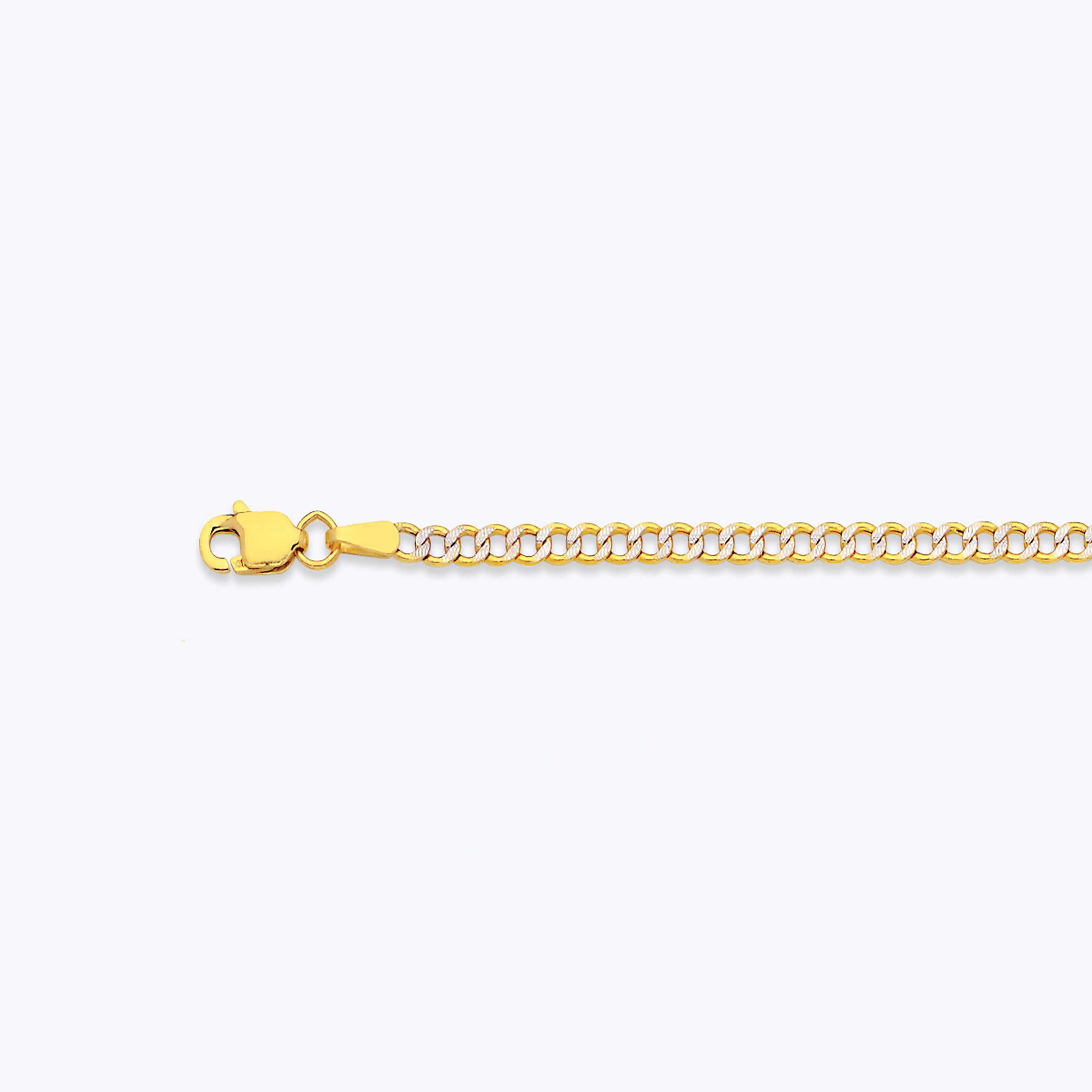 10K 2.5MM YELLOW GOLD HOLLOW PAVE CURB 18" CHAIN NECKLACE (AVAILABLE IN LENGTHS 7" - 30")