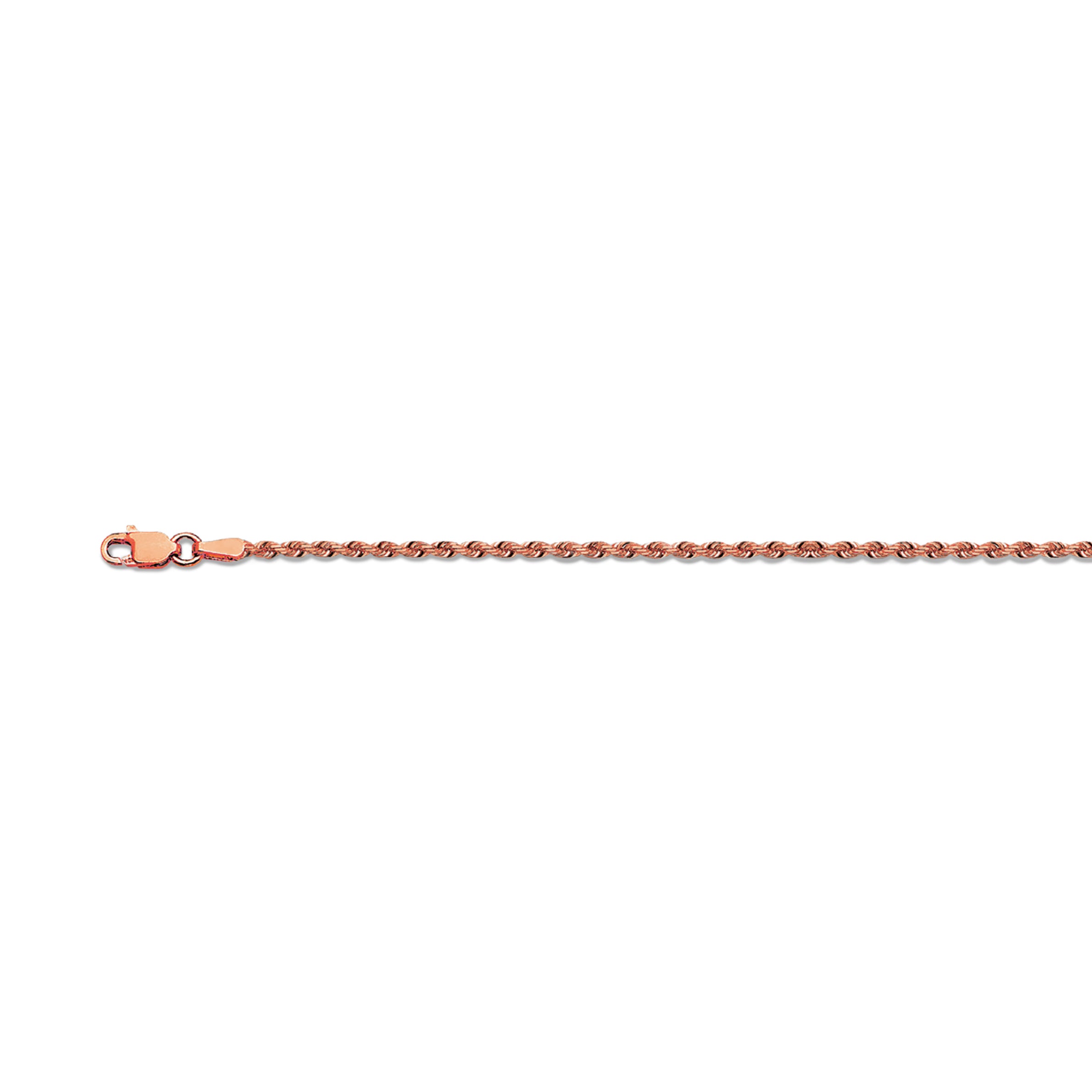 10K 2.5MM ROSE GOLD SOLID DC ROPE 8" CHAIN BRACELET (AVAILABLE IN LENGTHS 7" - 30")