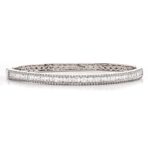 14KW 2.25CTW BAGUETTE DIAMOND DESIGNER BANGLE