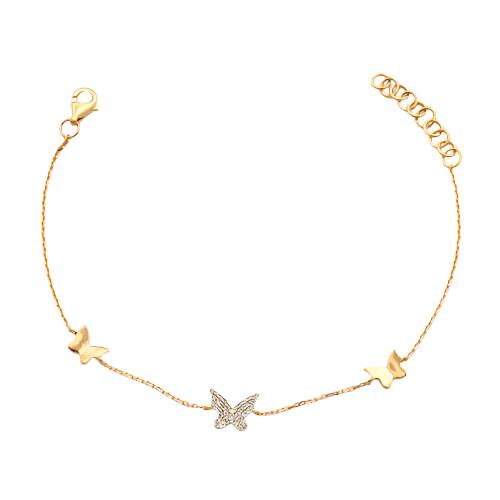 14KY 0.15CTW DIAMOND BUTTERFLY BRACELET