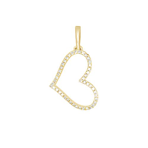 14KY 0.10CTW DIAMOND HEART PENDANT