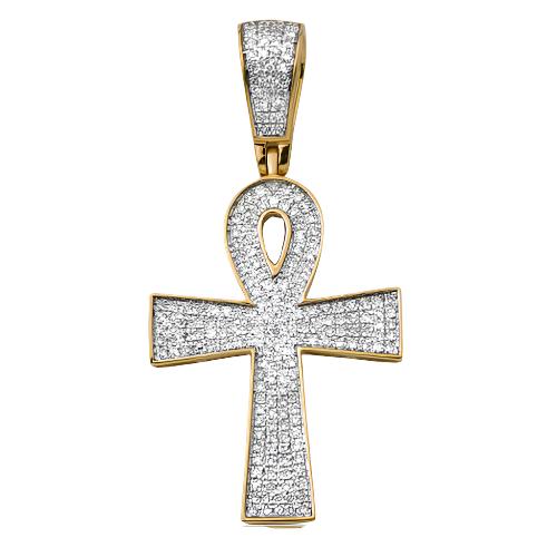 10KY 0.50CTW DIAMOND FLAT ANKH CROSS PENDANT