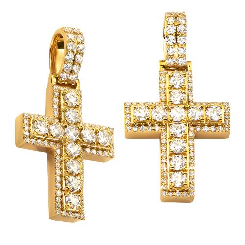 14KY 1.55CTW DIAMOND 11-STONE CROSS PENDANT - SQUA