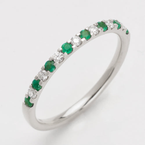 14KW 0.15CTW DIAMOND & EMERALD LADIES BAND