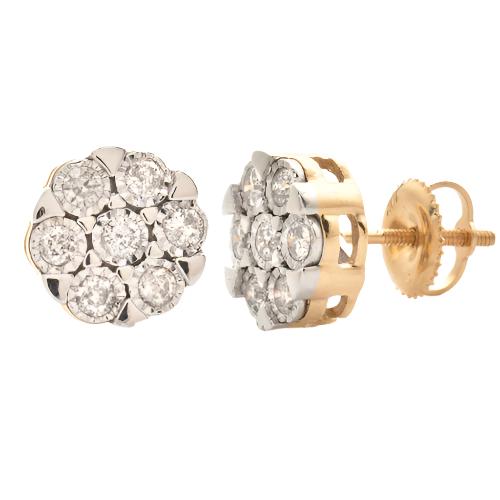 10KY 0.50CTW DIAMOND V-PRONG FLOWER EARRINGS - FAN