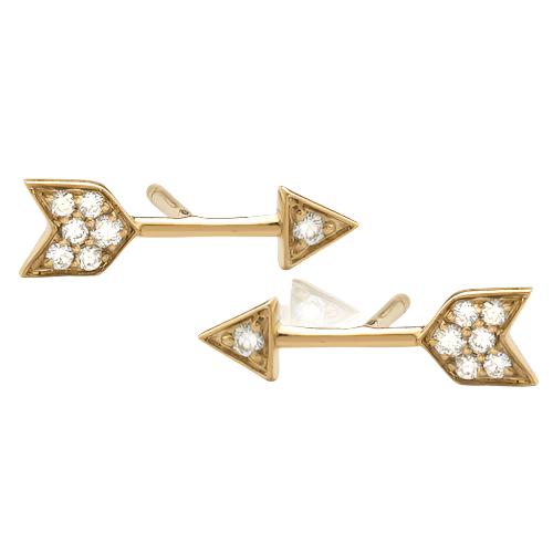 14KY 0.15CTW DIAMOND ARROW EARRING STUDS