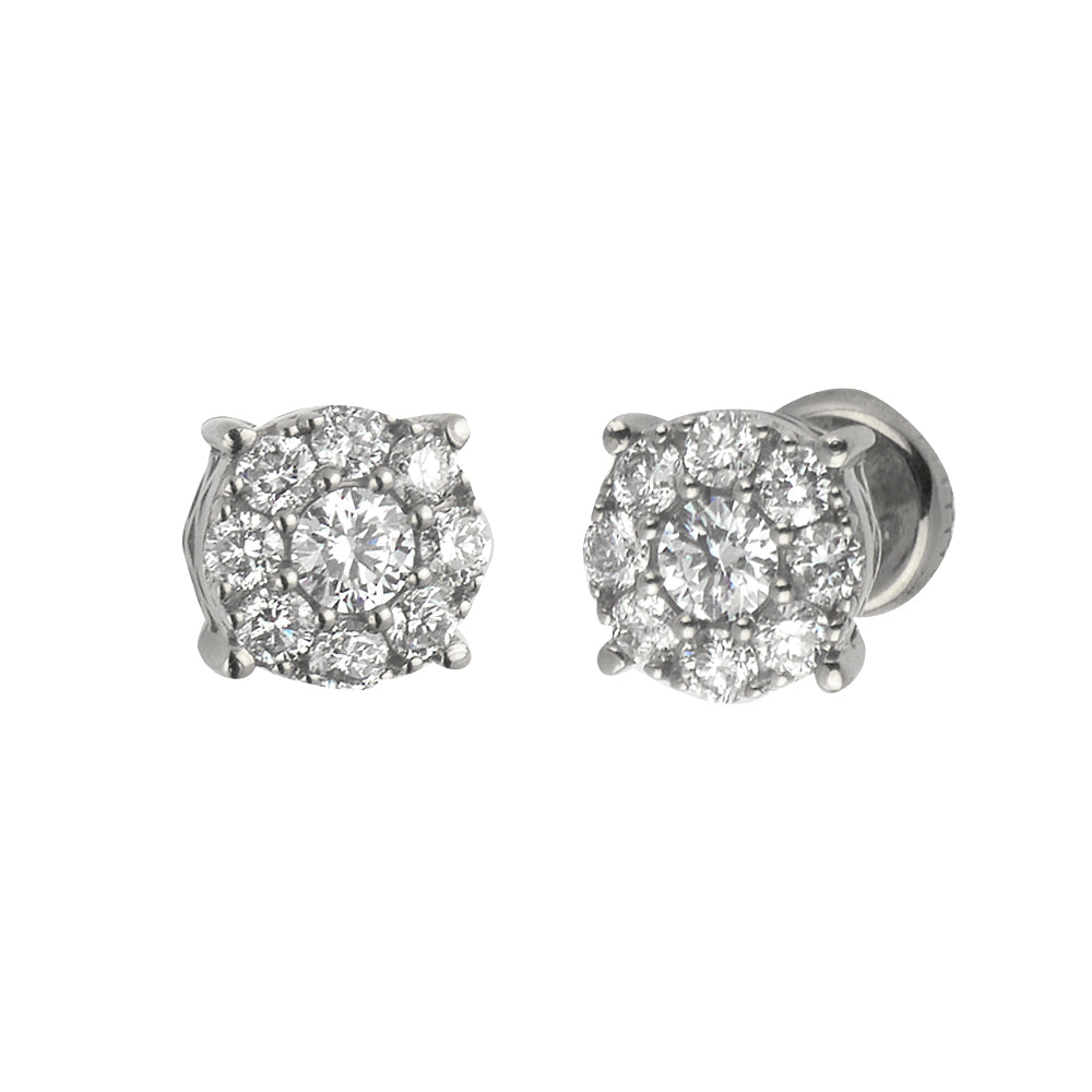 14KW 0.53-0.57CTW FLEUR DIAMOND ROUND EARRINGS