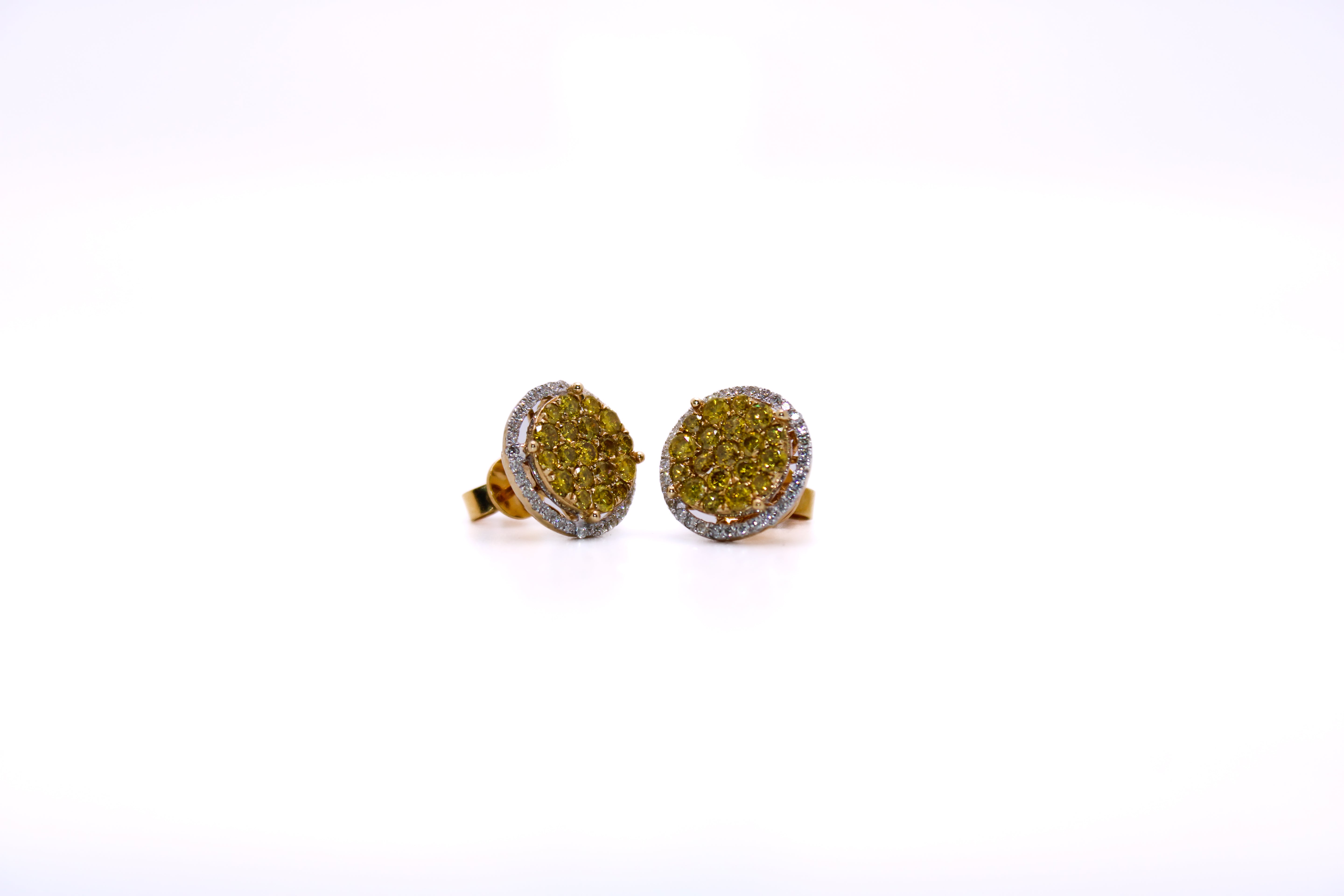 Diamond 18k Gold Earings with Canary Diamonds