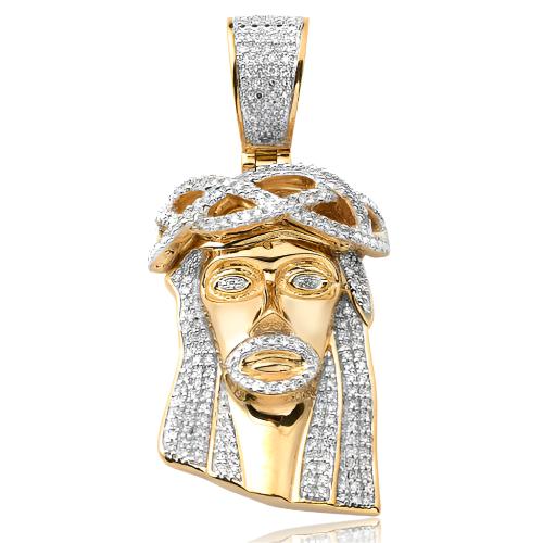 10KY 0.50CTW DIAMOND JESUS PENDANT [ROUNDED BAIL]