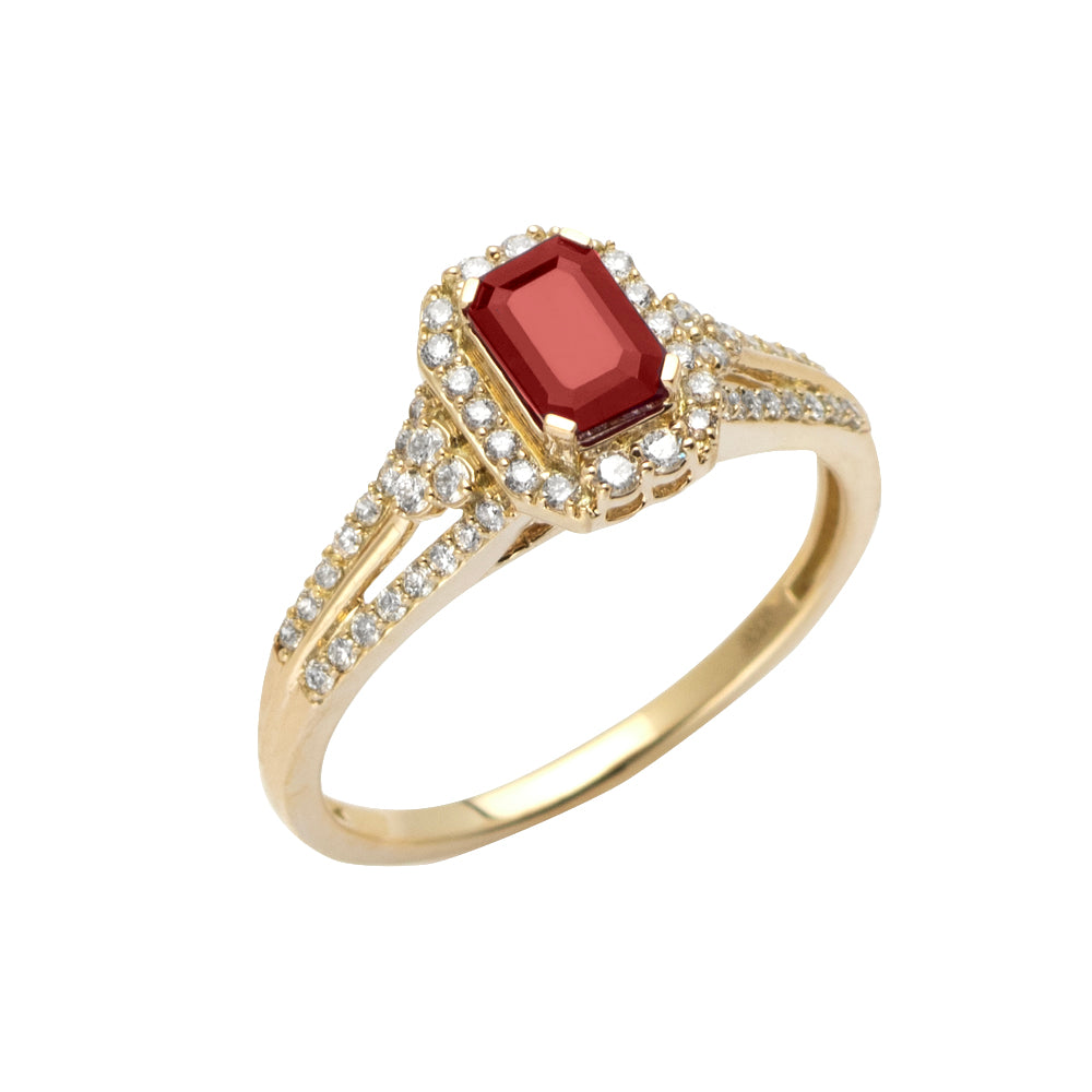 14KW 0.35CTW DIAMOND & RUBY PROMISE RING