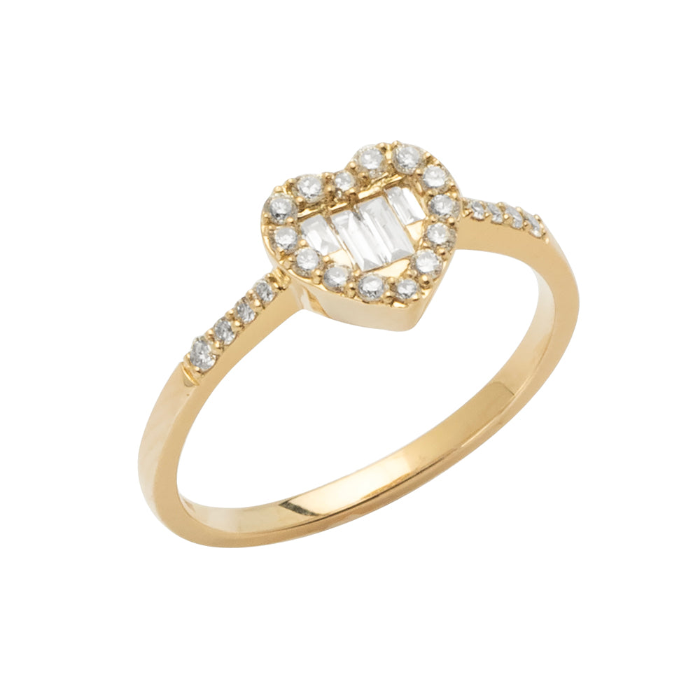 14KY 0.35CTW DIAMOND BAGUETTE HEART LADIES RING W/