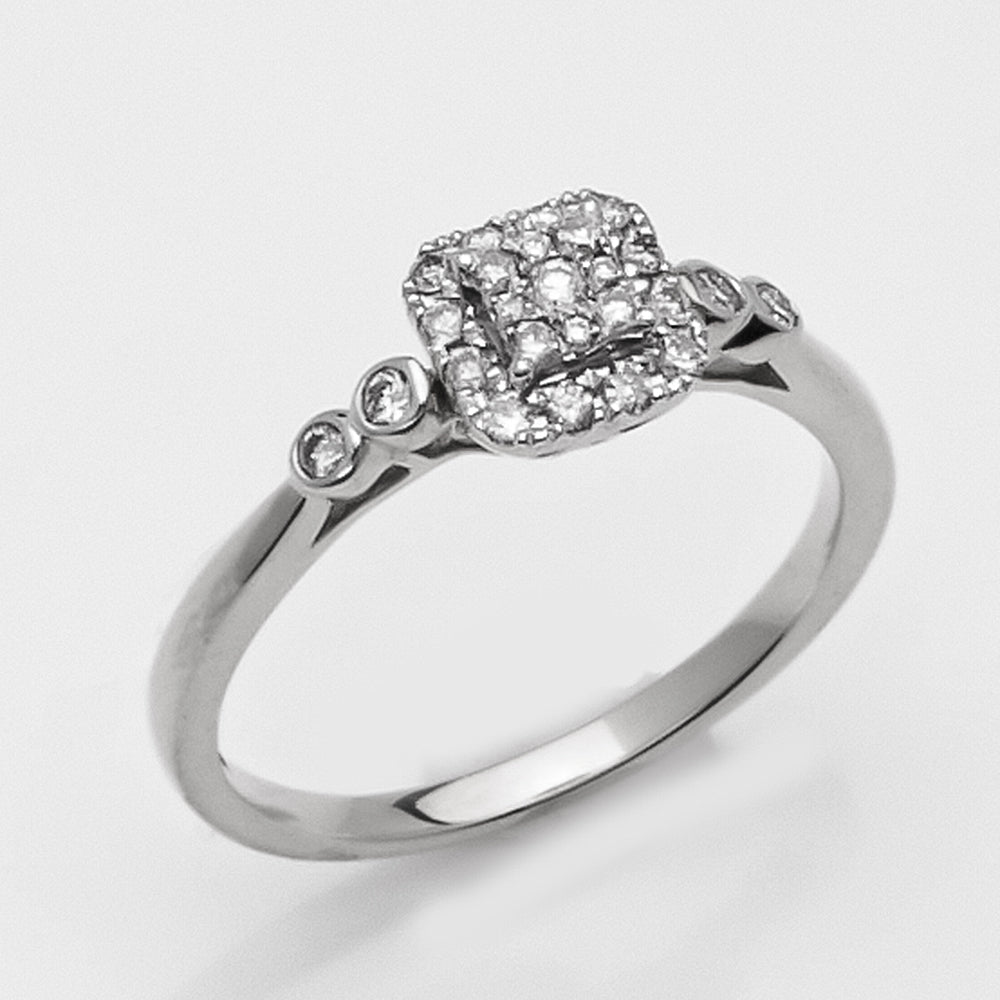 14KW 0.25CTW DIAMOND SQUARE CLUSTER LADIES RING