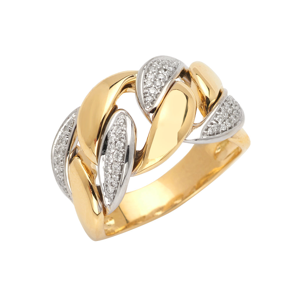 14KY+W 0.35CTW DIAMOND MIAMI CUBAN LADIES RING