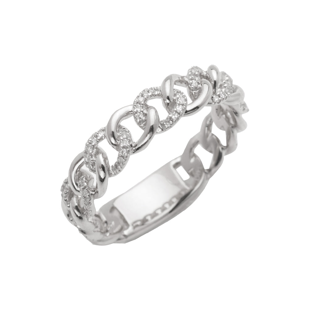 14KW 0.20CTW DIAMOND MIAMI CUBAN LADIES RING