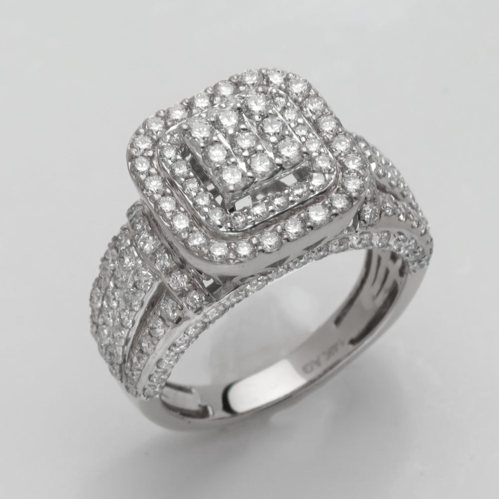 14KW 2.05CTW DIAMOND SQUARE CLUSTER LADIES RING