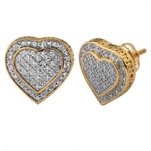 10KY 0.15CTW DIAMOND 3-D HEART SHAPED EARRINGS