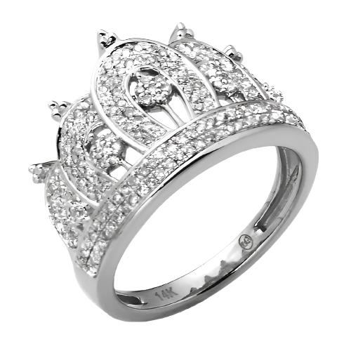 14KW 0.50CTW DIAMOND LADIES CROWN RING