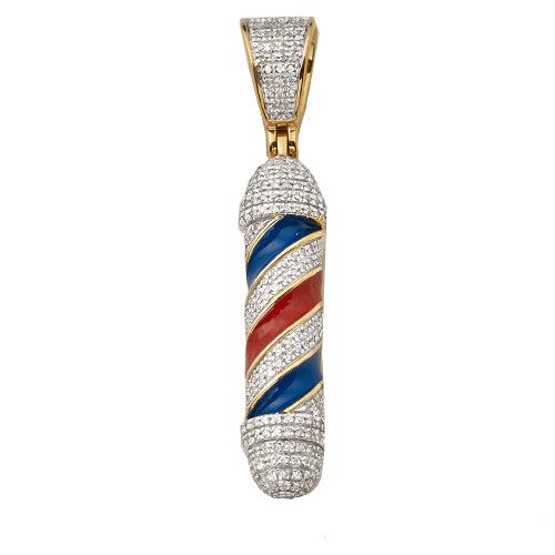 10KY 0.50CTW DIAMOND BARBER POLL PENDANT W/ENAMEL