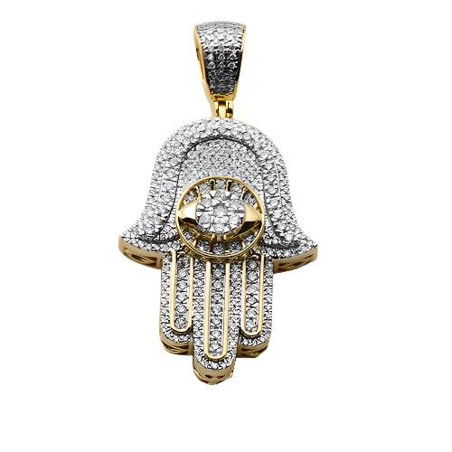 10KY 0.75CTW DIAMOND HAMZA PENDANT WITH V-PRONG