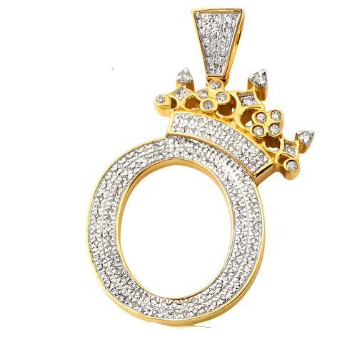 10KY 0.45CTW DIAMOND INITIAL WITH CROWN PENDANT -