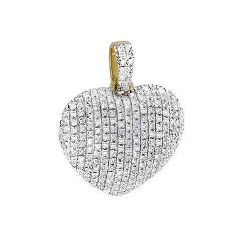 14KY 0.50CTW DIAMOND PUFFED HEART PENDANT - MEDIUM