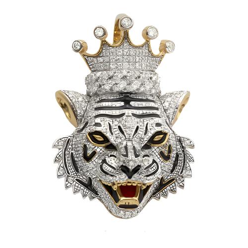 10KY 0.80CTW MICROPAVE DIAMOND TIGER WITH CROWN