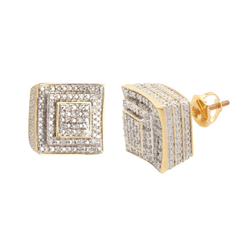 10KY 0.25CTW DIAMOND CUBE SHAPE STEP EARRINGS