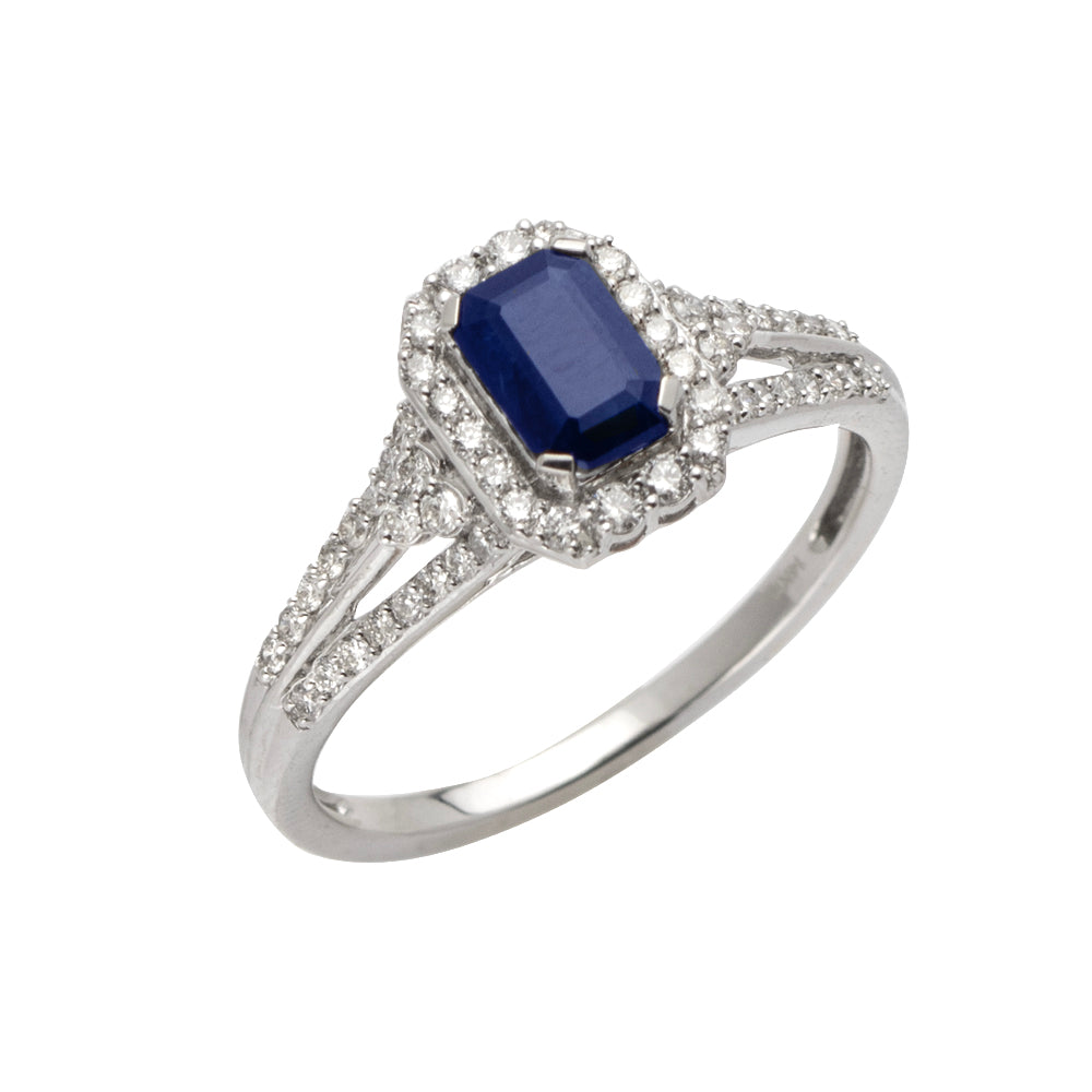 14KW 0.35CTW DIAMOND & SAPPHIRE PROMISE RING