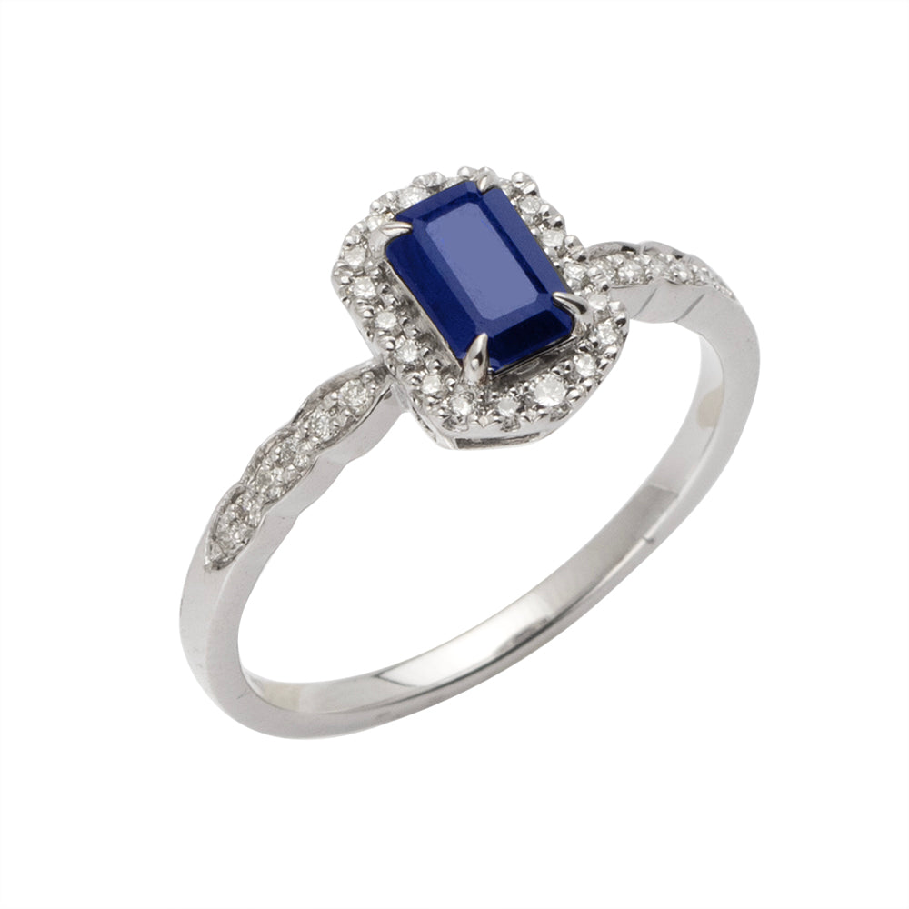 14KW 0.20CTW DIAMOND & SAPPHIRE PROMISE RING